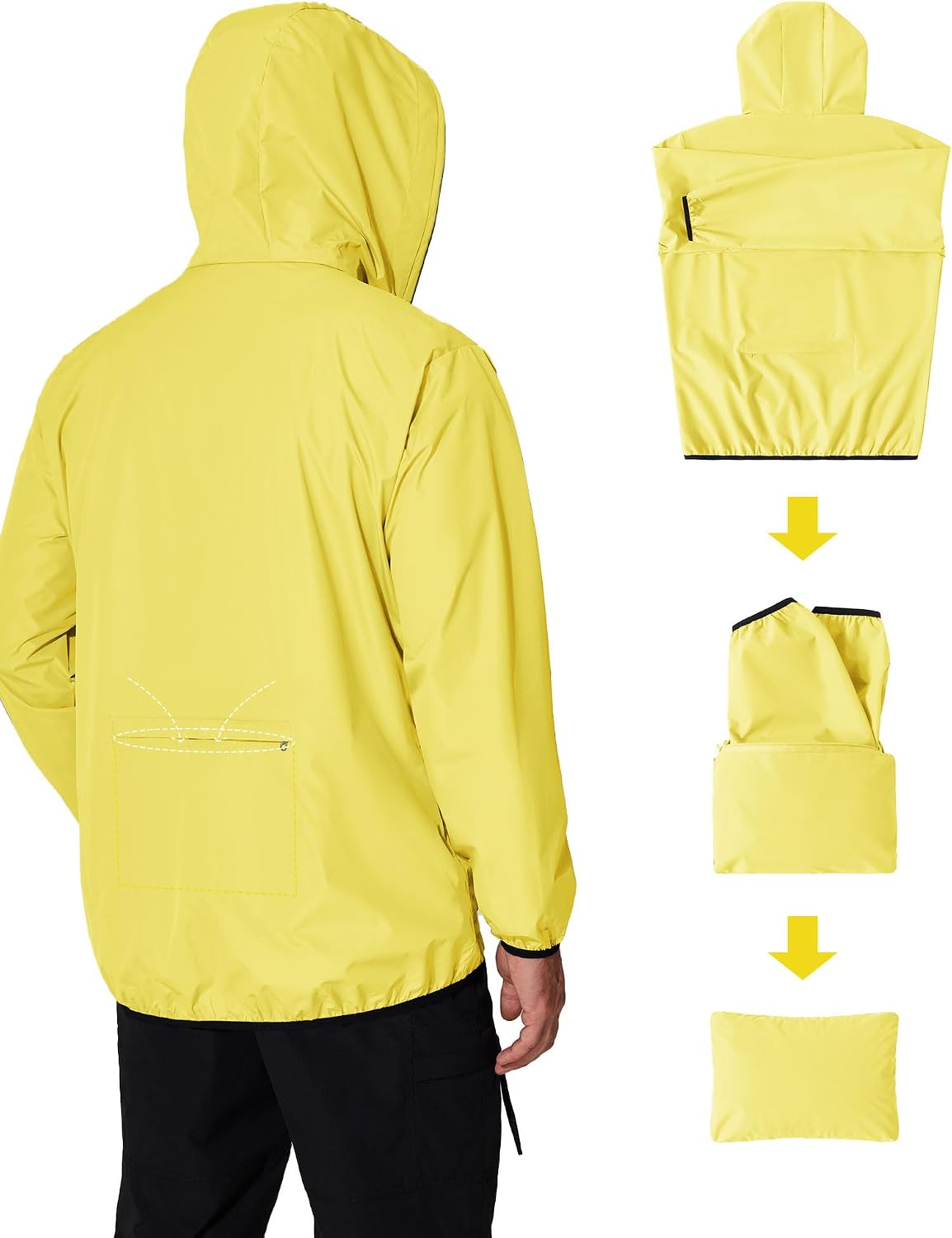 COOFANDY Men's Light Rain Jacket Packable Waterproof Raincoat Windbreaker image 5