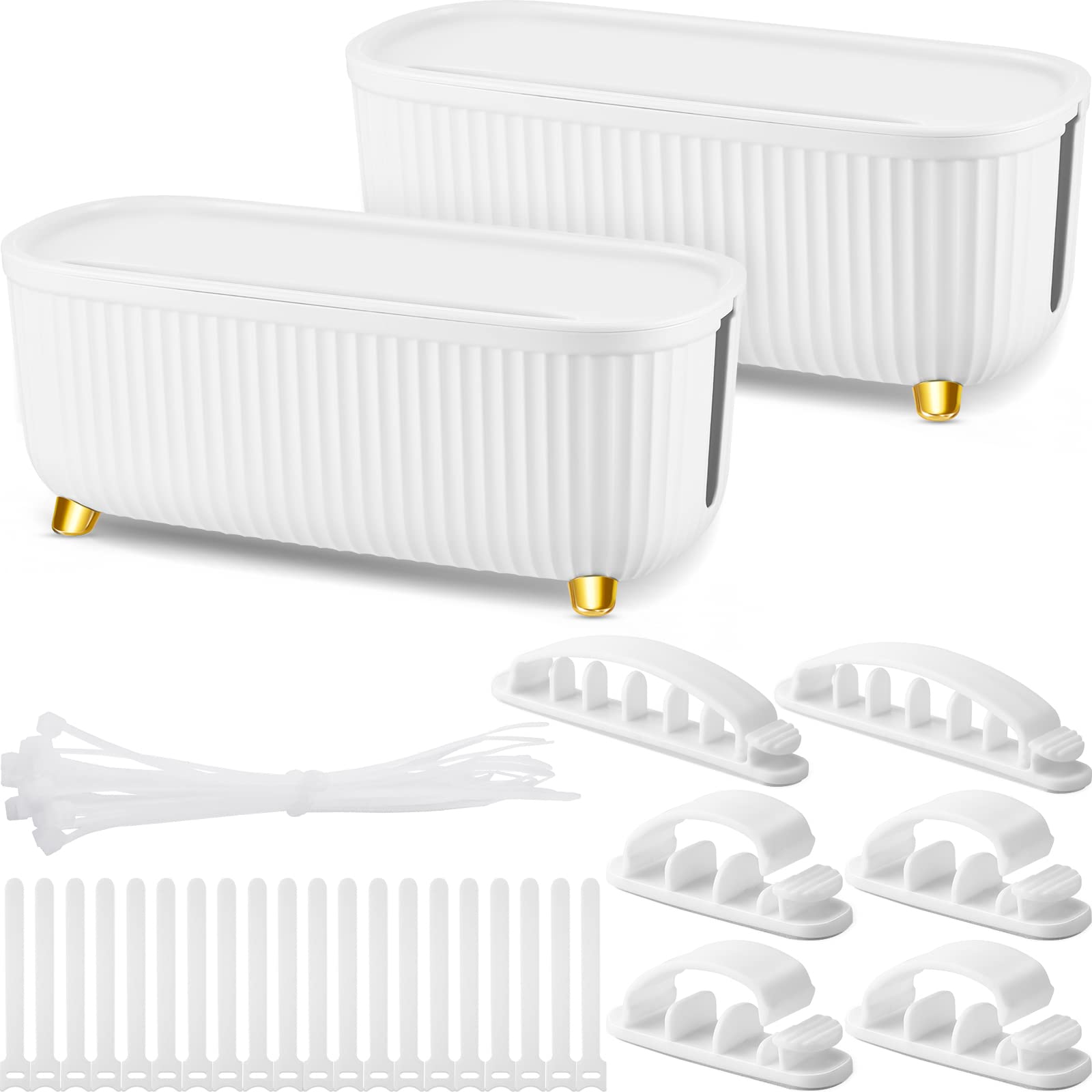 Photo 1 of Tanlade 1 Pc only Cable Management Box Cord Organizer Box Cable Box for Computer, TV and Laptop Power Strips, Home, Office White