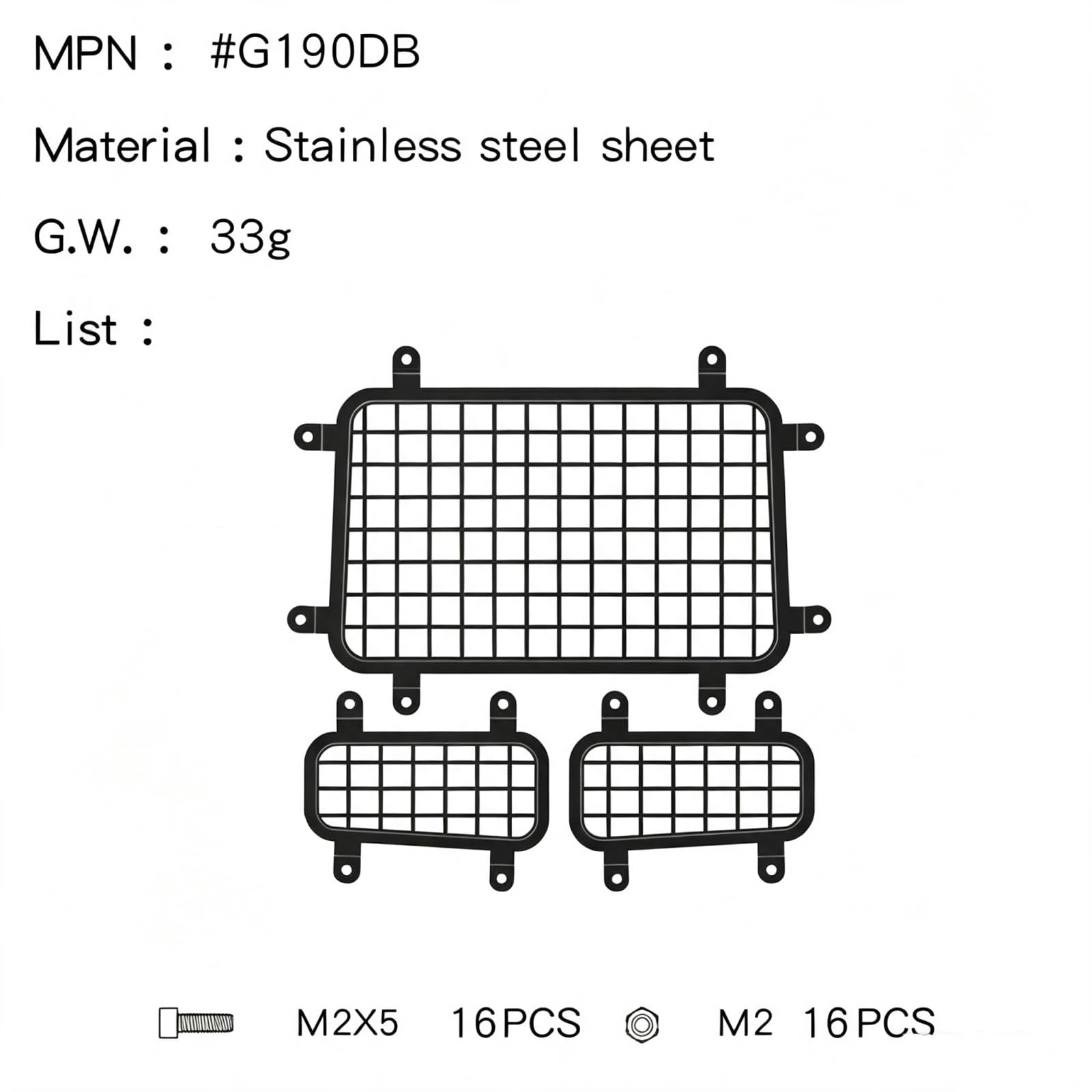 Lunotto Posteriore Maglia Lamiera Acciaio Inossidabile Per MJX Per H8H Per Defender 1/8 RC Auto Aggiornamento Parti Riparazione Modifica Accessori Decorativi Parti Riparazione RC