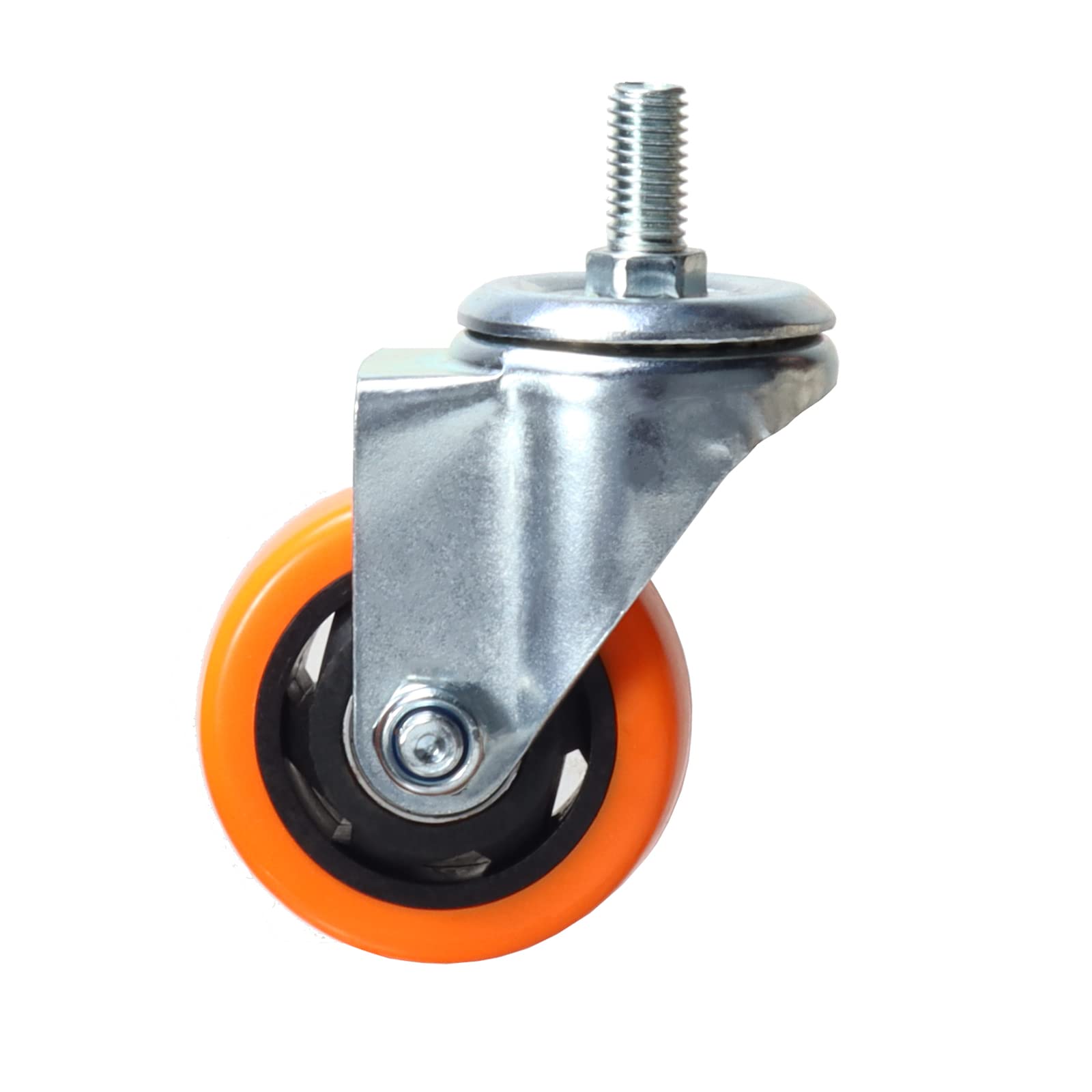 Ruote girevoli resistenti da 3 pollici gialle in PVC con gambo metrico M12-1,75 x 25 mm Ruote di sicurezza fino a 544,3 kg/set per industria e mobili Set da 4 pezzi (7 pollici, senza freno)