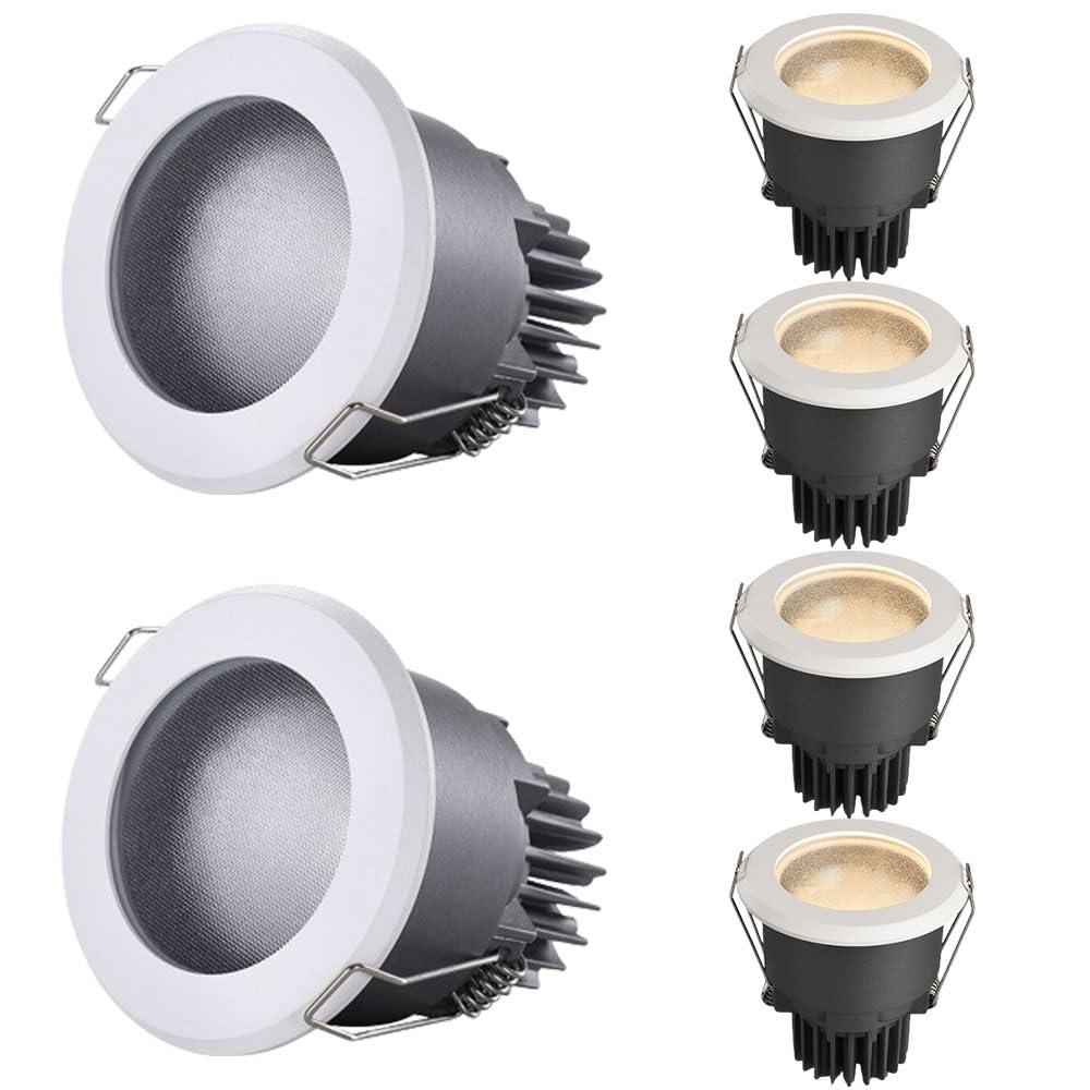 Paquete de 6 focos empotrables para Techo Interior, 12 W, IP65, Resistentes al Agua, LED, adecuados para baños y cocinas, focos empotrables LED.,