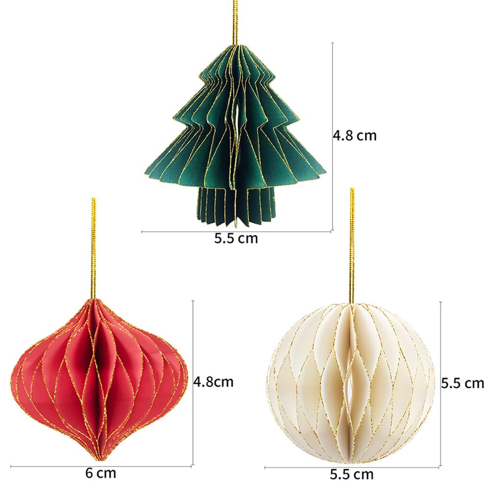 Ajuny Palline di cartapesta fatte a mano per albero di Natale, ornamenti decorativi da appendere per casa, feste, matrimoni, decorazioni natalizie, regali set di 18