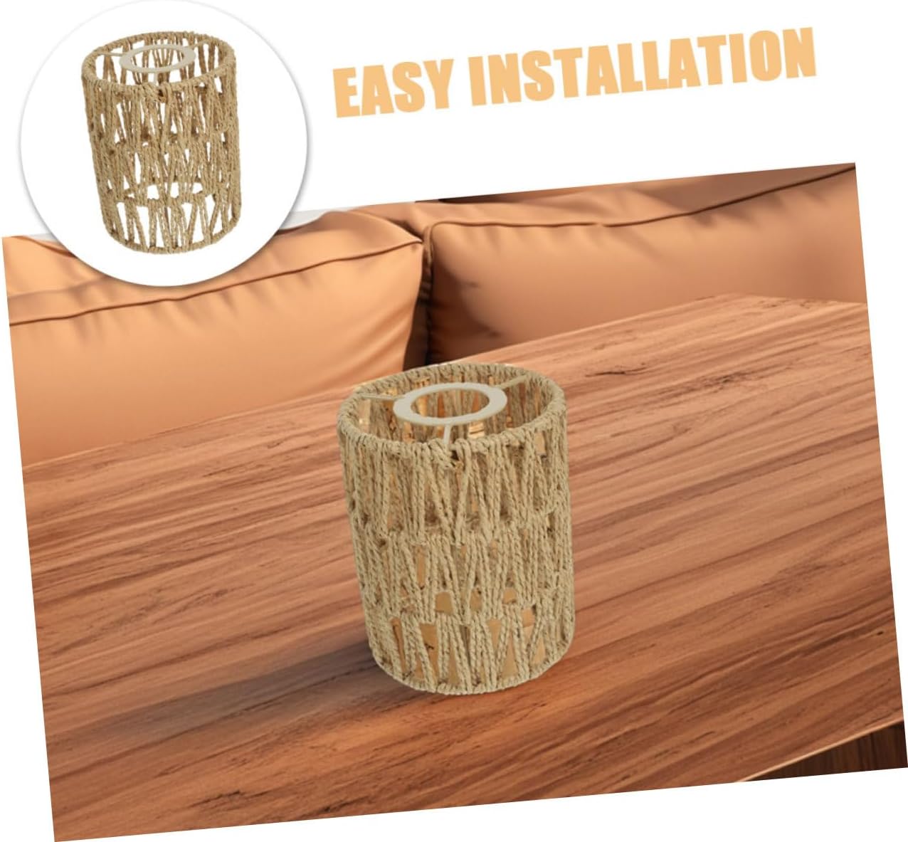 Garneck 4pcs Rustic Woven Paper Rope Pendant Lamp Shade Easy Install Cylinder Ceiling Light Fixture for Living Room Bedroom Dining Room and Stable Design Enhances Ambiance