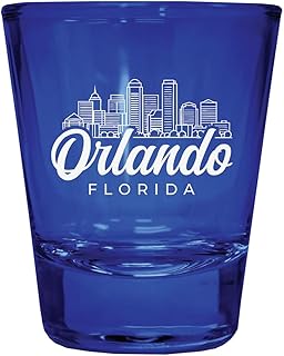 Orlando Florida Souvenir Engraved Full Color 2 oz Shot Glass Blue Single
