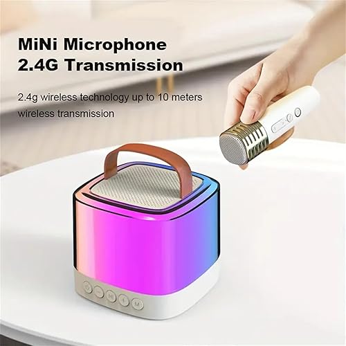 Miniatura 3 de Tixahi Máquina de karaoke para adultos y niños, máquina de karaoke portátil con 2 micrófonos inalámbricos Bluetooth, fiestas con asa de transporte,