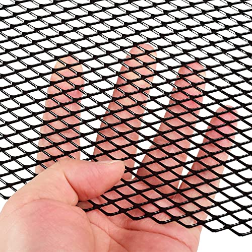 Image of AggAuto 47x16 inches Car Pickup Truck Grill Mesh Spoiler Bumper Vent Aluminum Alloy Automotive Grille Insert Air Intake Racing Rhombic Hole 6x12mm Black