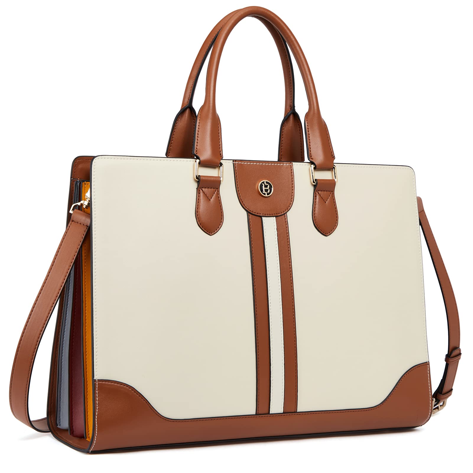 BOSTANTEN Leather Laptop Briefcase for Women