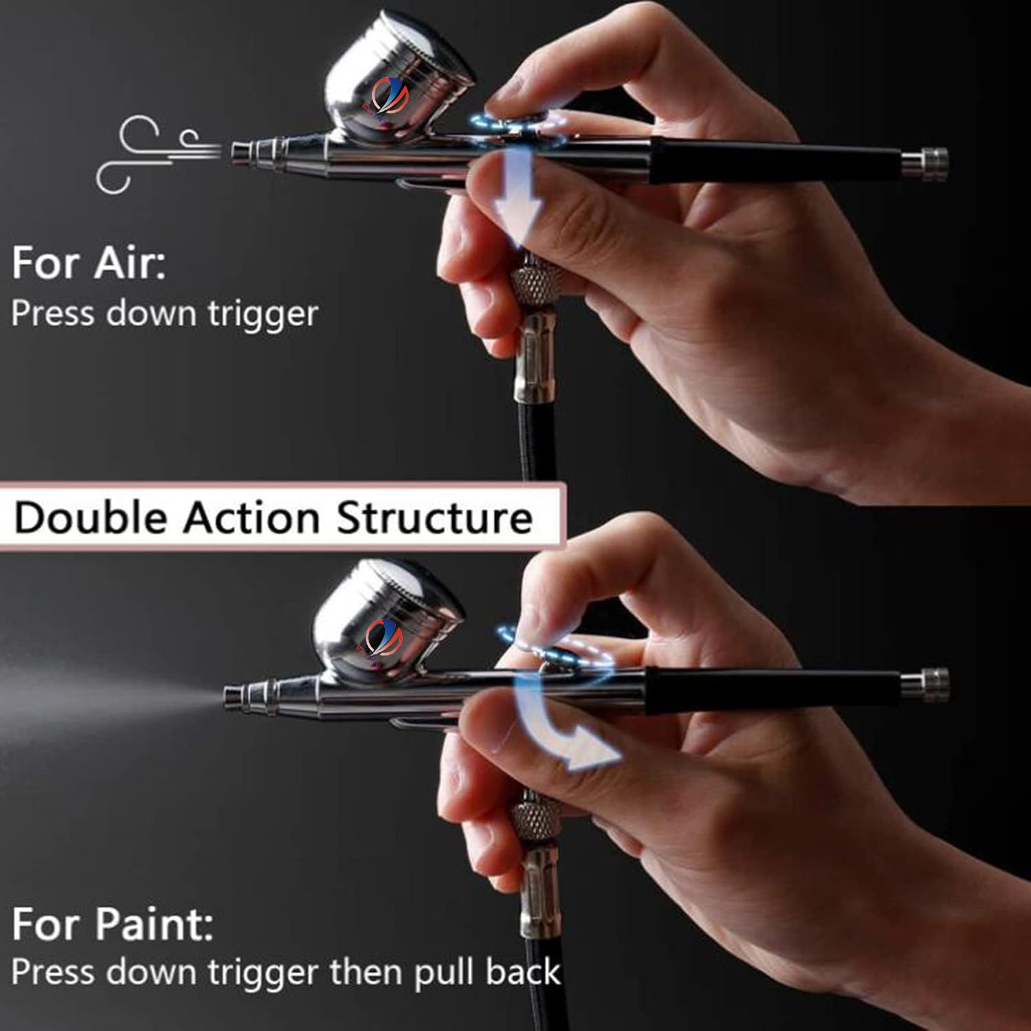 Mass Pro Airbrush Kit Portable Dual-Action Airbrush Gun And Mini Air Compressor Set,for Make Up,Art Painting,Tattoo,Cake,Manicure,Spray Model,Craft,Airbrush Makeup,Red 3