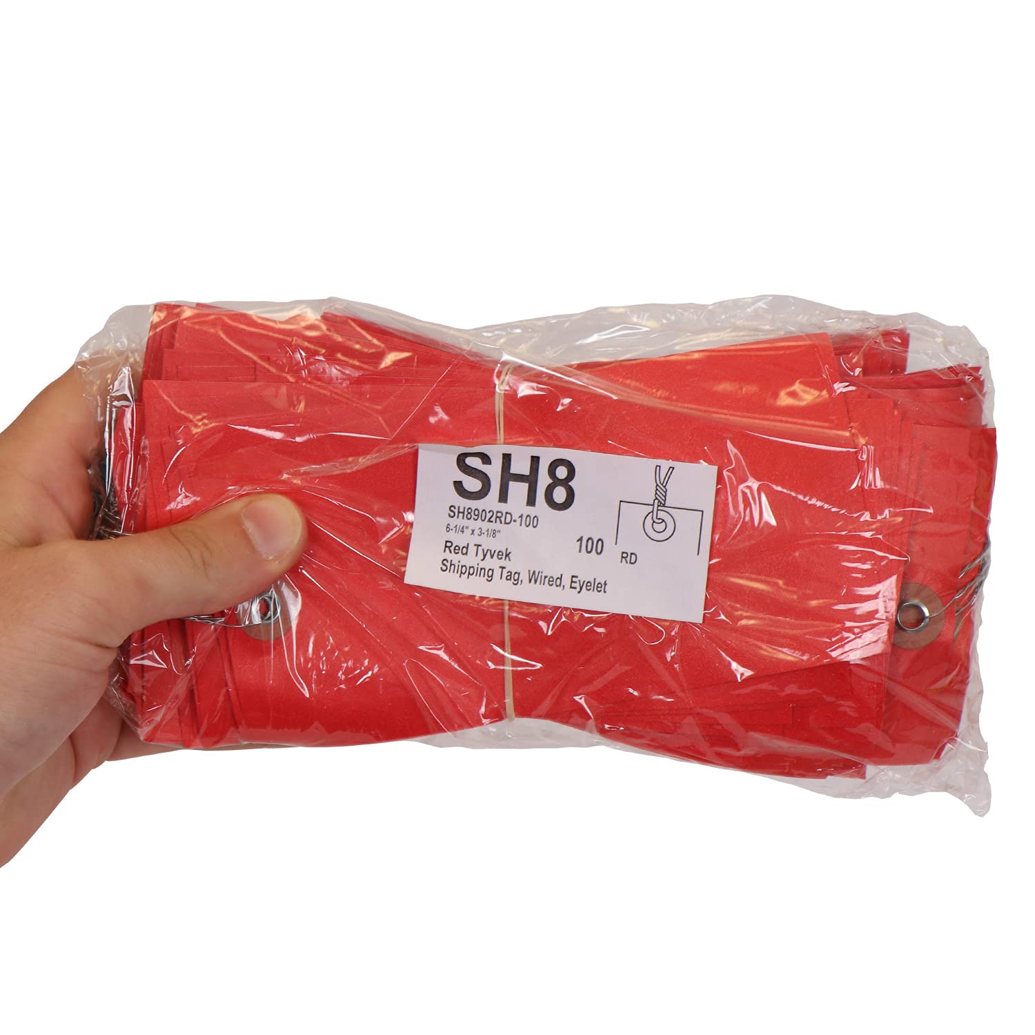 SmartSign Tyvek Lot de 100 étiquettes d'expédition vierges avec fil Rouge Taille 8