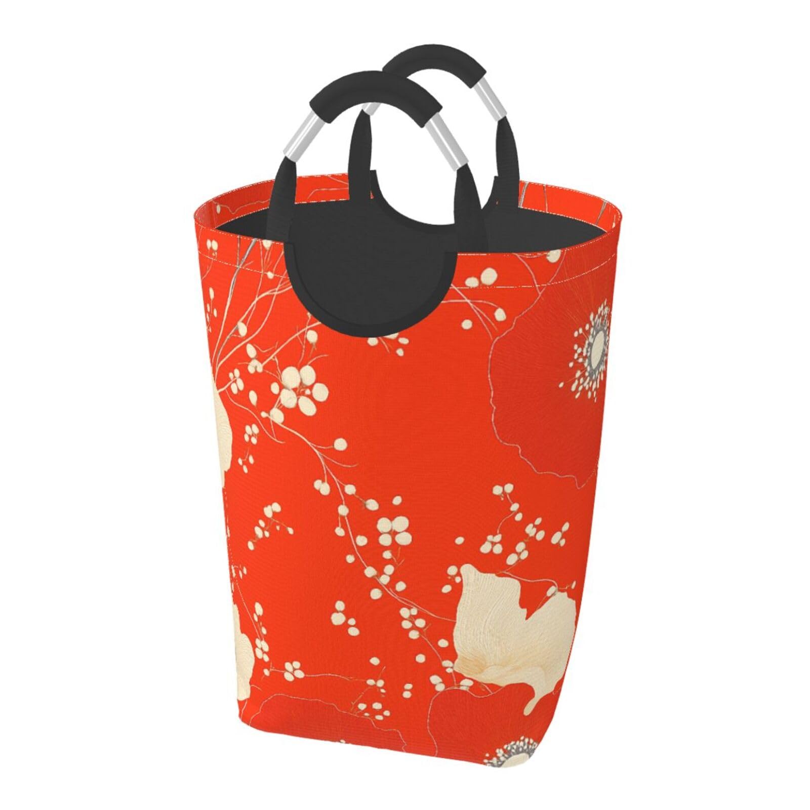 Panier à linge pliable en tissu Oxford imperméable à motif coquelicots
