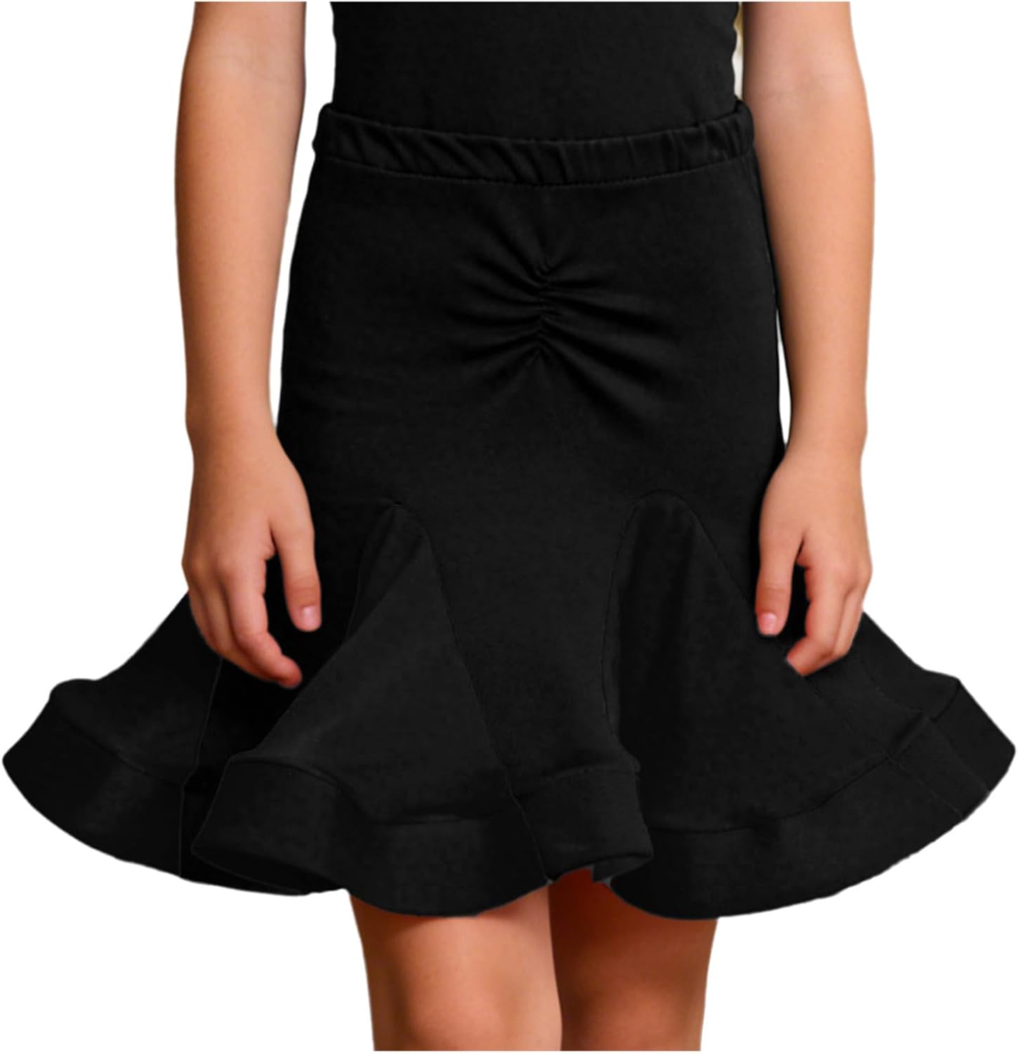 FEESHOW Girls Asymmetric Fishtail Hip Latin Ballroom Skirts Culottes Samba Salsa Tango Ballroom Dance Pantskirt