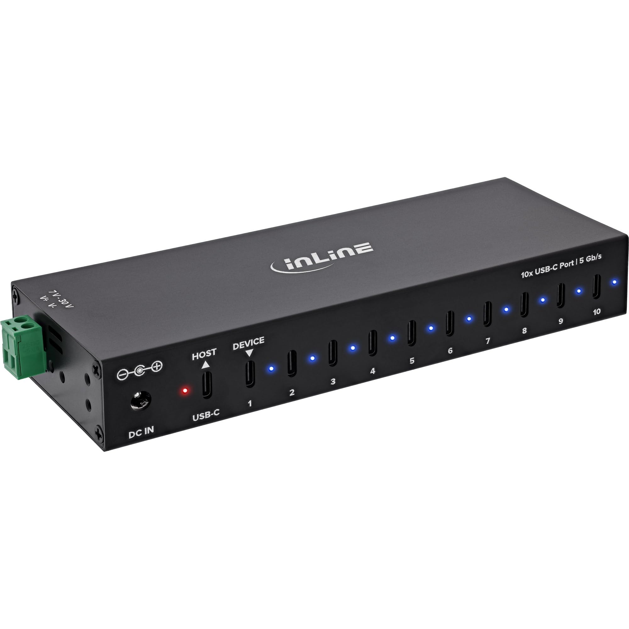InLine Hub industriale USB-C a 10 porte, USB 3.2 Gen.1, 5 Gb/s