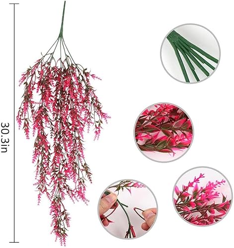Miniatura 6 de NURCIX Ratán artificial lavanda para colgar en la pared, simulación falsa de plástico, plantas de vid para el hogar, flores decorativas al aire