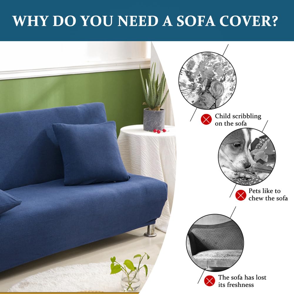 Funda universal impermeable para sofá cama, antideslizante, plegable, para 2 y 3 asientos, protector de reposabrazos, color morado, se adapta a 160 a 190 cm