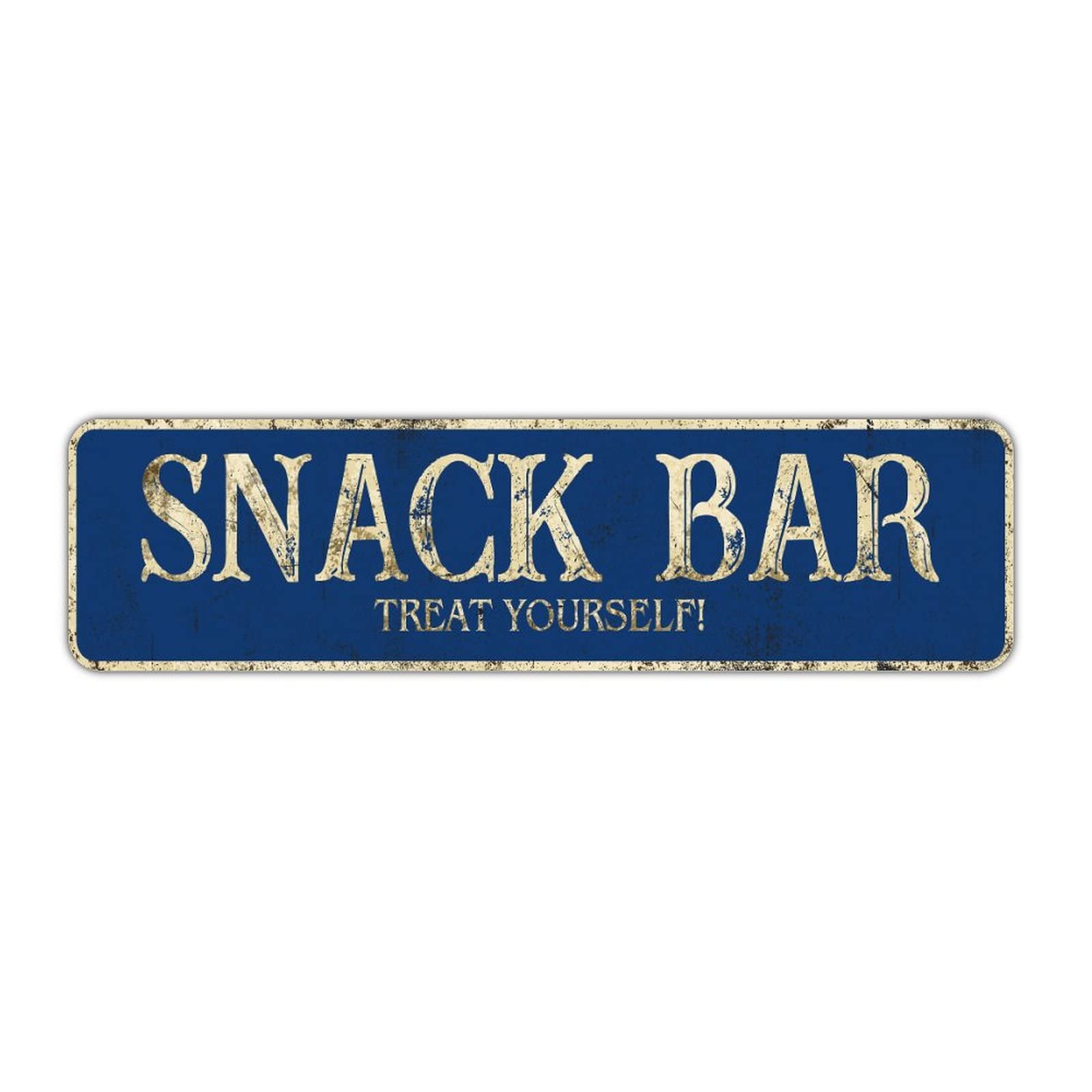SNACK BAR TREAT YOURSELF Street Sign Word Art Road Vintage Aluminum Metal Yard Sign 4x16 Inch Decor For Man Cave Home Indoor Outdoor