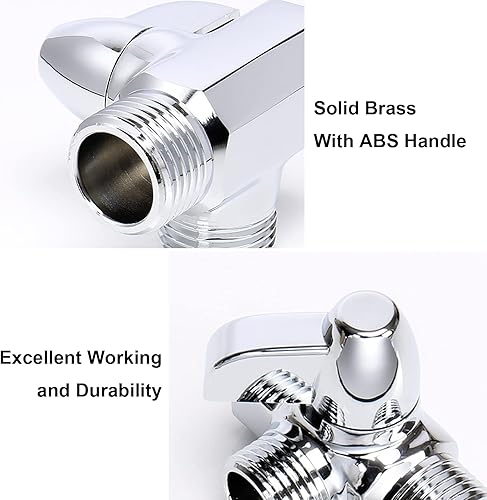 Miniatura 4 de NearMoon Brazo de ducha de latón macizo G12 pulgadas, válvula desviadora de 3 vías para cabezal rociador de mano y fijo, componente de baño para