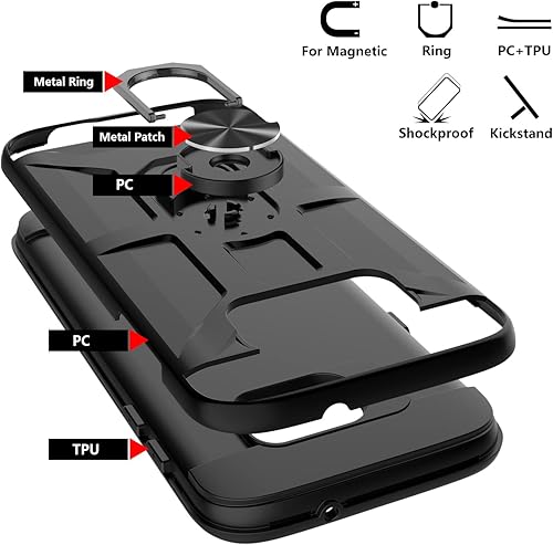 Miniatura 7 de Funda para Galaxy S6 Edge Plus, Galaxy S6 Edge + con 3 protectores de pantalla suave HD, soporte de anillo integrado y soporte magnético para