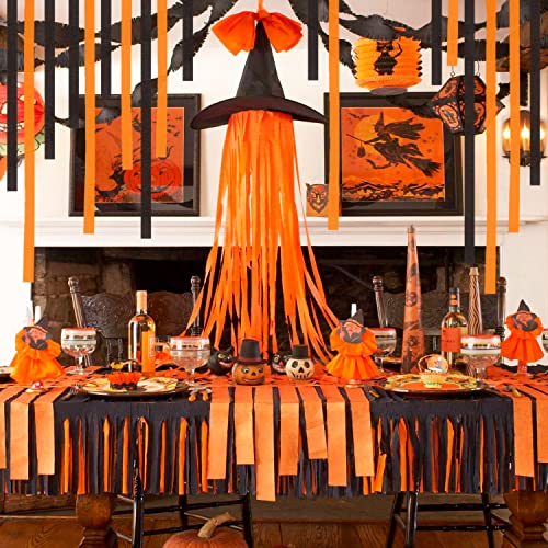 20 Rolls Halloween Crepe Paper Streamers, 1640 Ft Crepe Paper Decorations For Halloween Day Decoration Various Large Hanging Party Backdrop Diy Decoration, Orange & Black Diy Supplies 82Ft/Roll #TOP4