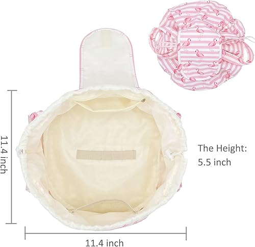 Miniatura 5 de Bolsa de maquillaje grande con cordón de barril para mujer, bolsa organizadora de maquillaje portátil para el cuidado de la piel y artículos de