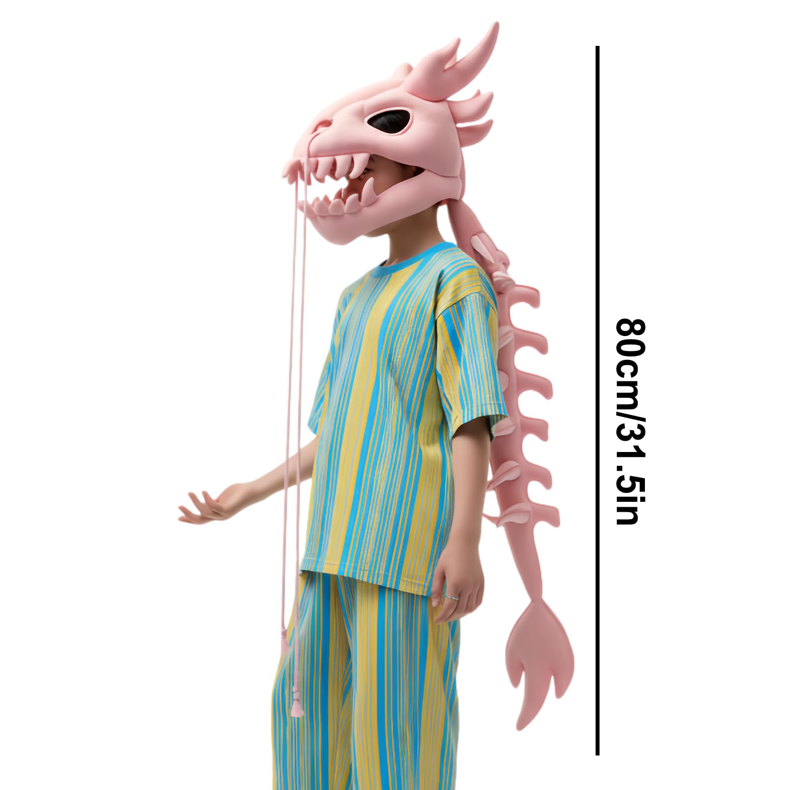 Générique Kostium zwierzęcy szkieletu dinozaura, akcesoria głowy czaszki i kręgosłupa 3D, realistyczny i zabawny strój dla dorosłych, przebranie na imprezę cosplay na Halloween