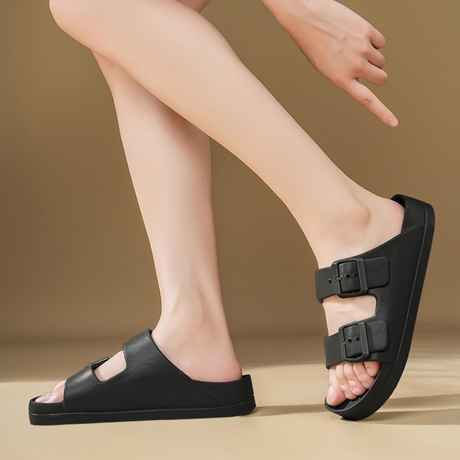 GIWONET Kids Slides Sandals Boys Girls Toddler Double Buckle Summer Shower Beach Pool Water Shoes Slip on Clouds Slippers - Image 2