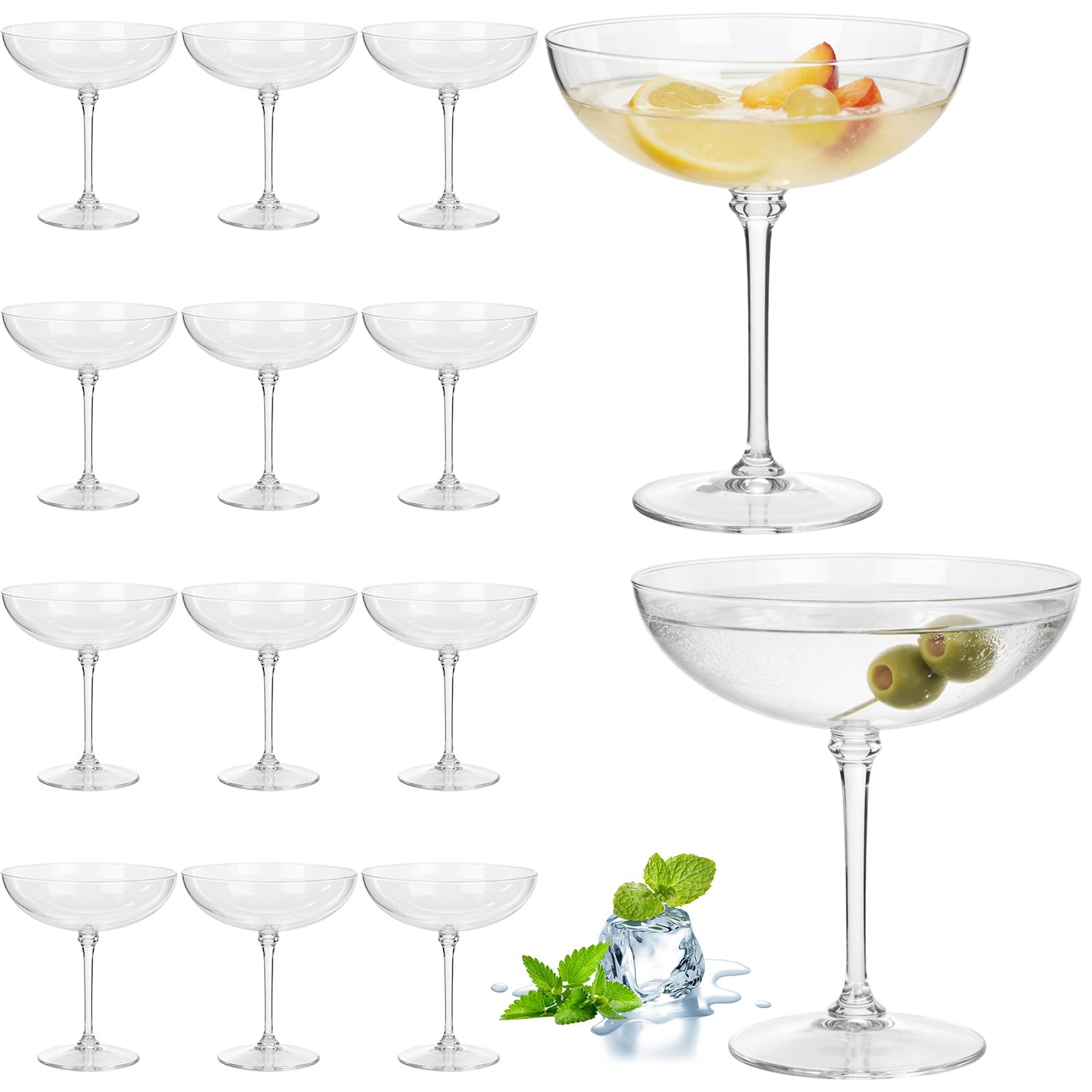 Photo 1 of LemonRoad 12 Pcs Detachable Martini Glasses 9oz Disposable Plastic Coupe Cocktail Dessert Glassware Set for Champagne Wine Wedding Birthday Holiday Party Supplies (Clear)