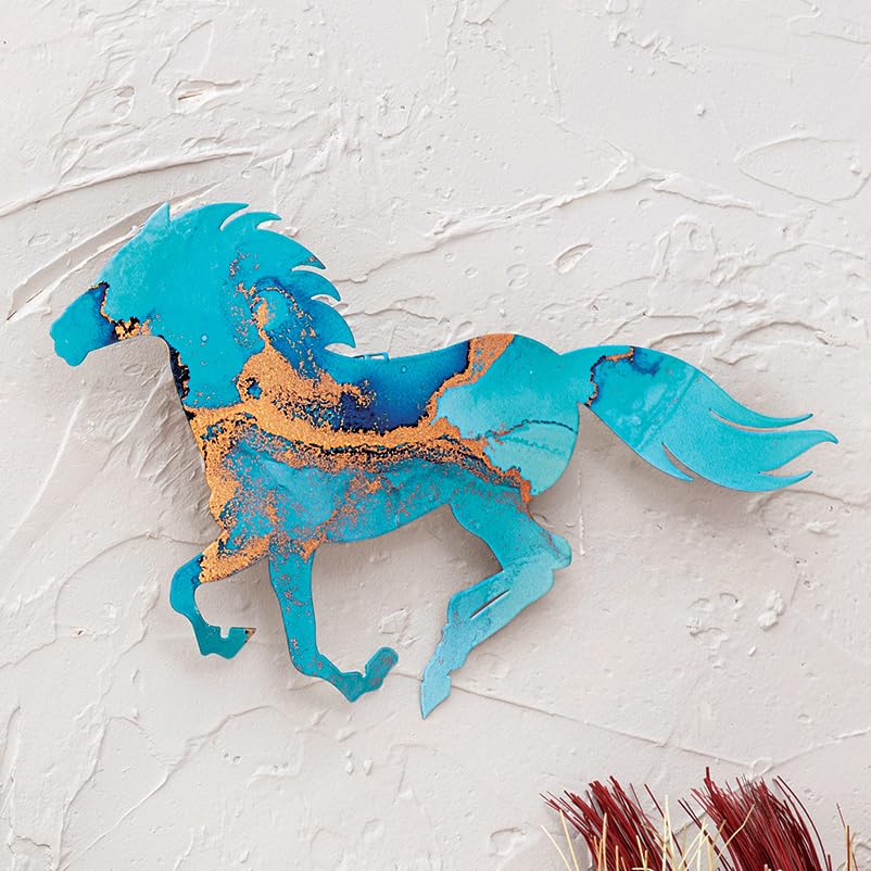 Amazon.com: Generic Turquoise Swirl Running Horse Metal Wall Art
