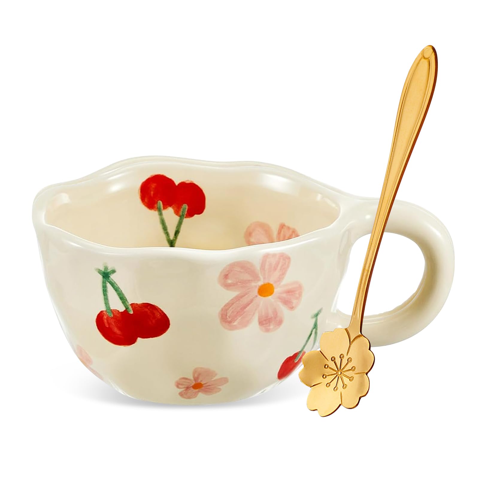 Cute Mug Ceramic Coffee Mug Gifts for Women Aesthetic Flower Autumn Mug Kawaii Birthday Christmas Mug Gifts for Her Cute Stuff Presents for Women Unique Coffee Cup Latte,Cappuccino,Tea Mug