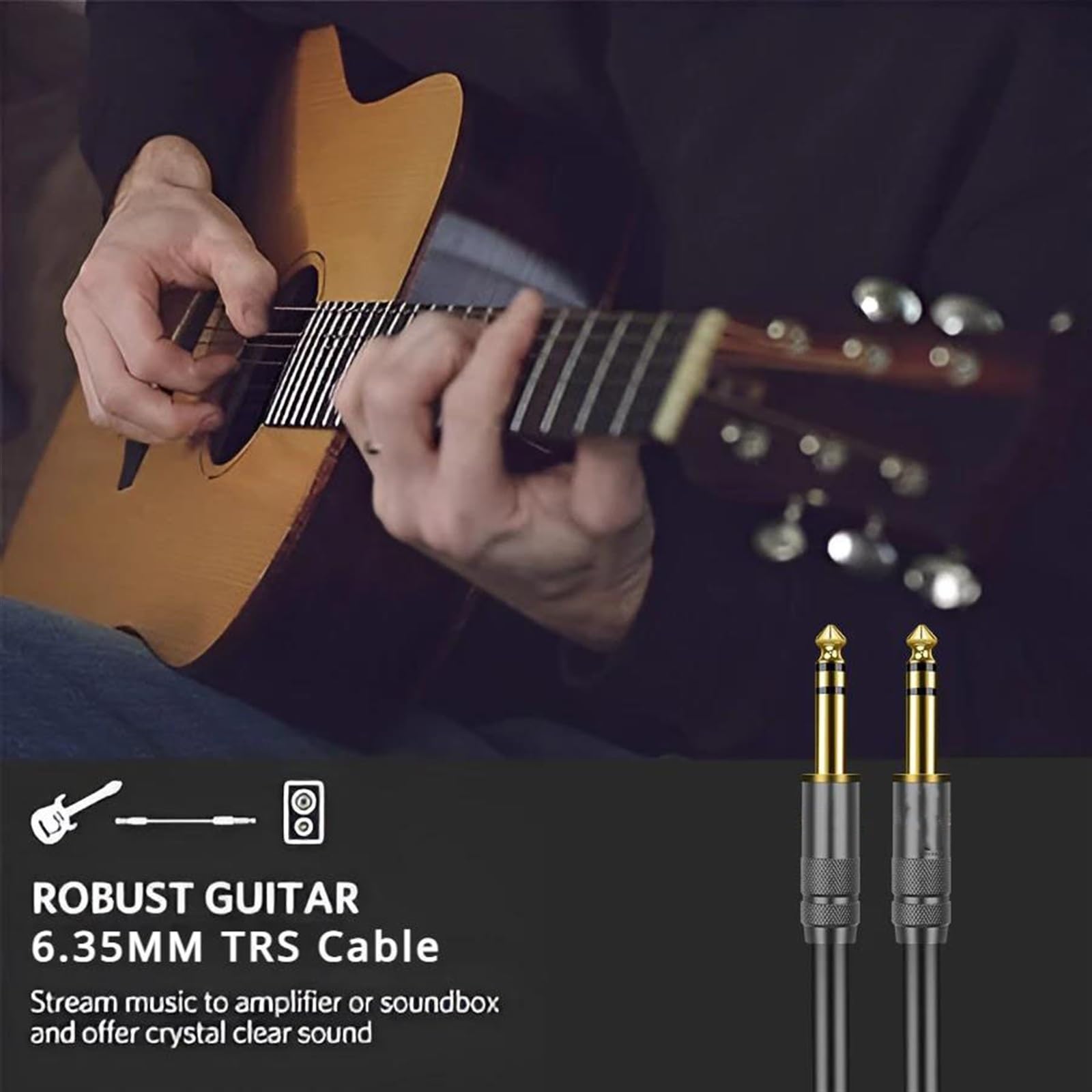 Instrumentenkabel 1/4 Zoll Gerades Instrumentenkabel 6,35 Mm Bis 6,35 Mm Stereo-Audio Professionelles Gitarrenkabel Für Gitarrenverstärker(TRS,5m)