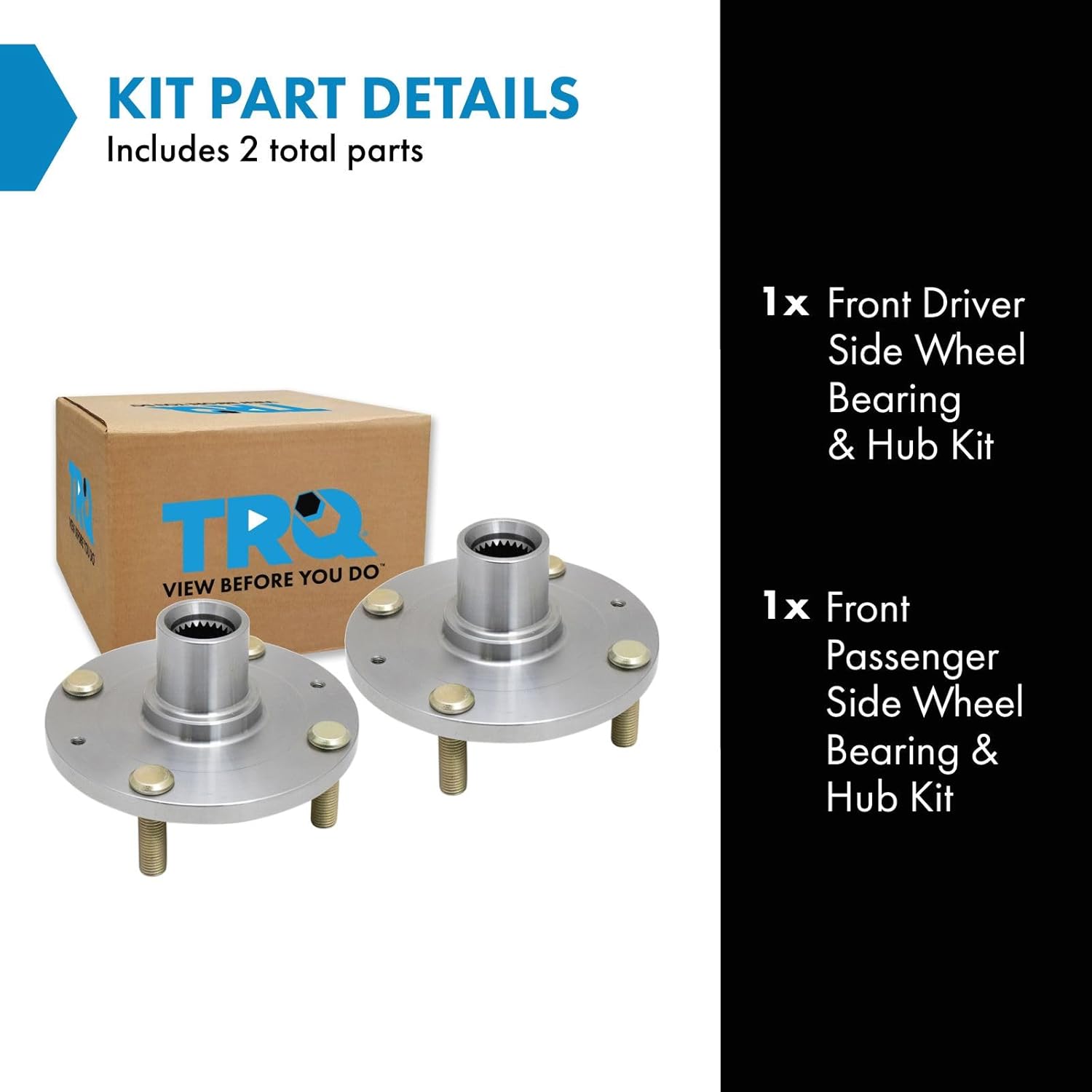 TRQ 2 Piece Front Wheel Bearing & Hub Kit Set with ABS Sensor Compatible with 2004-2009 Kia Spectra 2005-2009 Spectra5