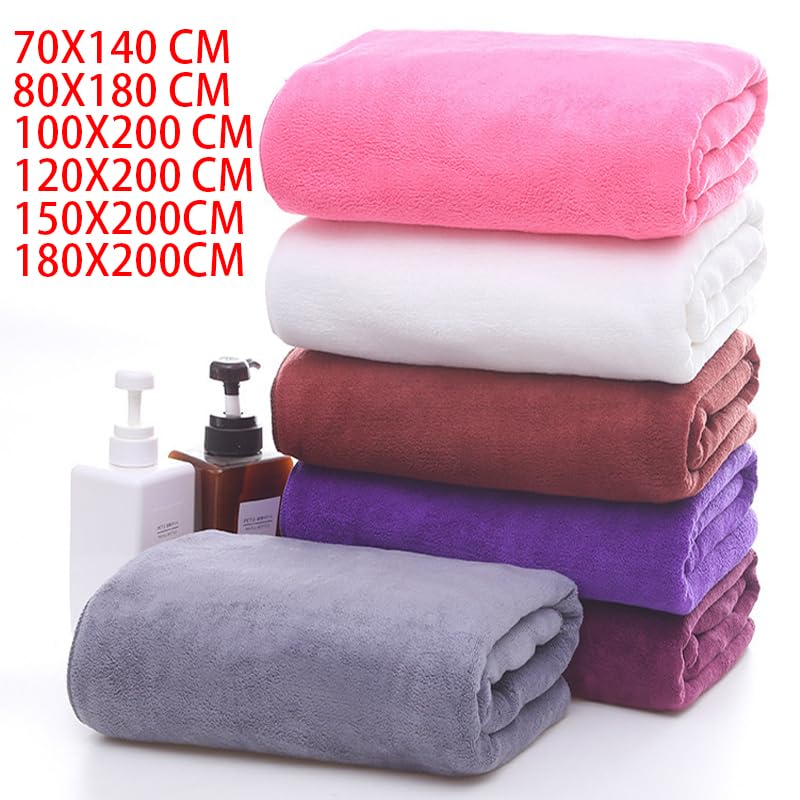 Generico Telo Doccia Grande Asciugamano Da Bagno In Microfibra Spesso 180x200CM, Grande, Assorbente E Ad Asciugatura Rapida, Sport(Pink,150X200CM)