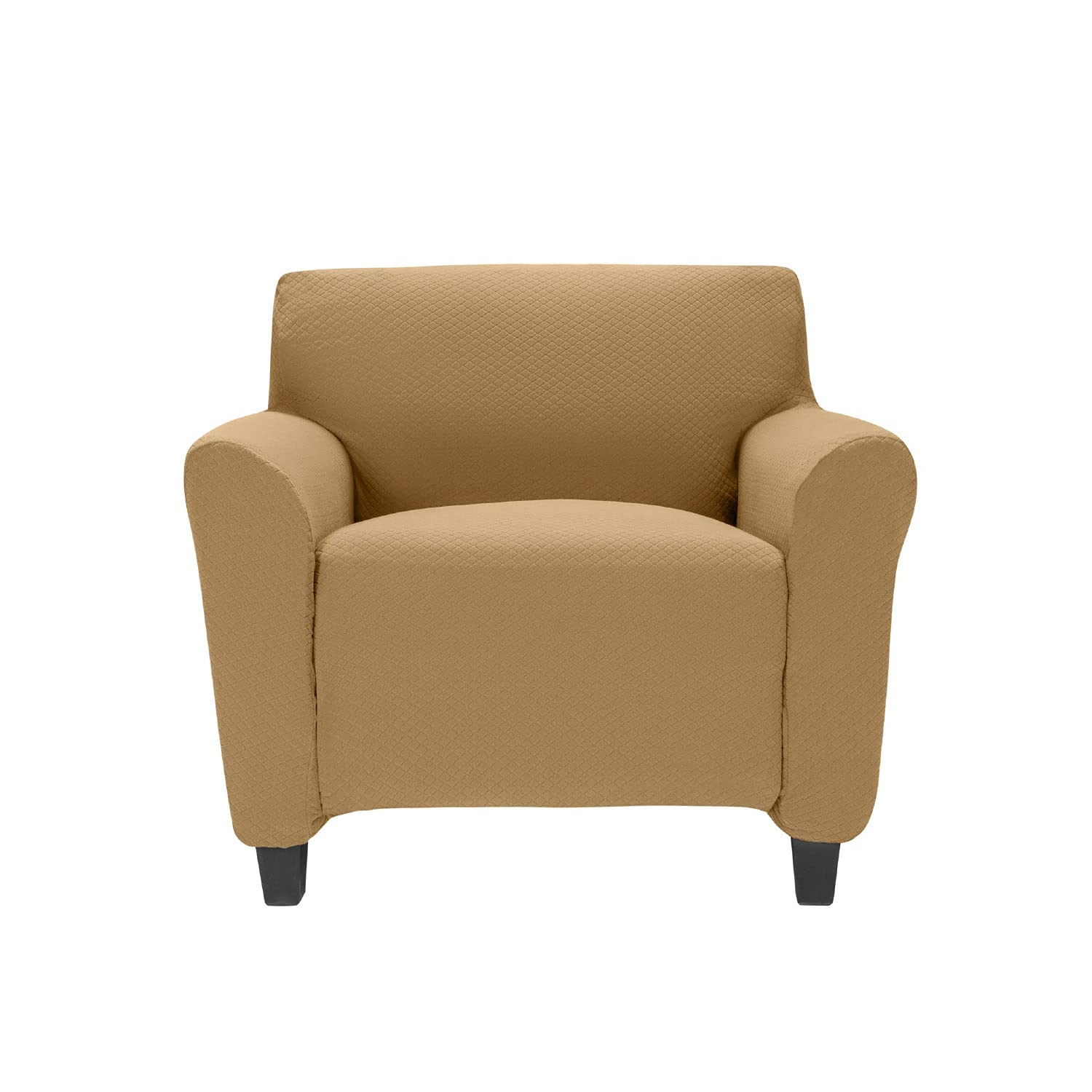 Premius Vivian Stretch Diamond Living Room Chair Cover, Stretchy Soft & Comfortable Feel Fabric, Protects and Transforms Furniture, Machine Washable, 96.5x23.6 Inches (Beige)