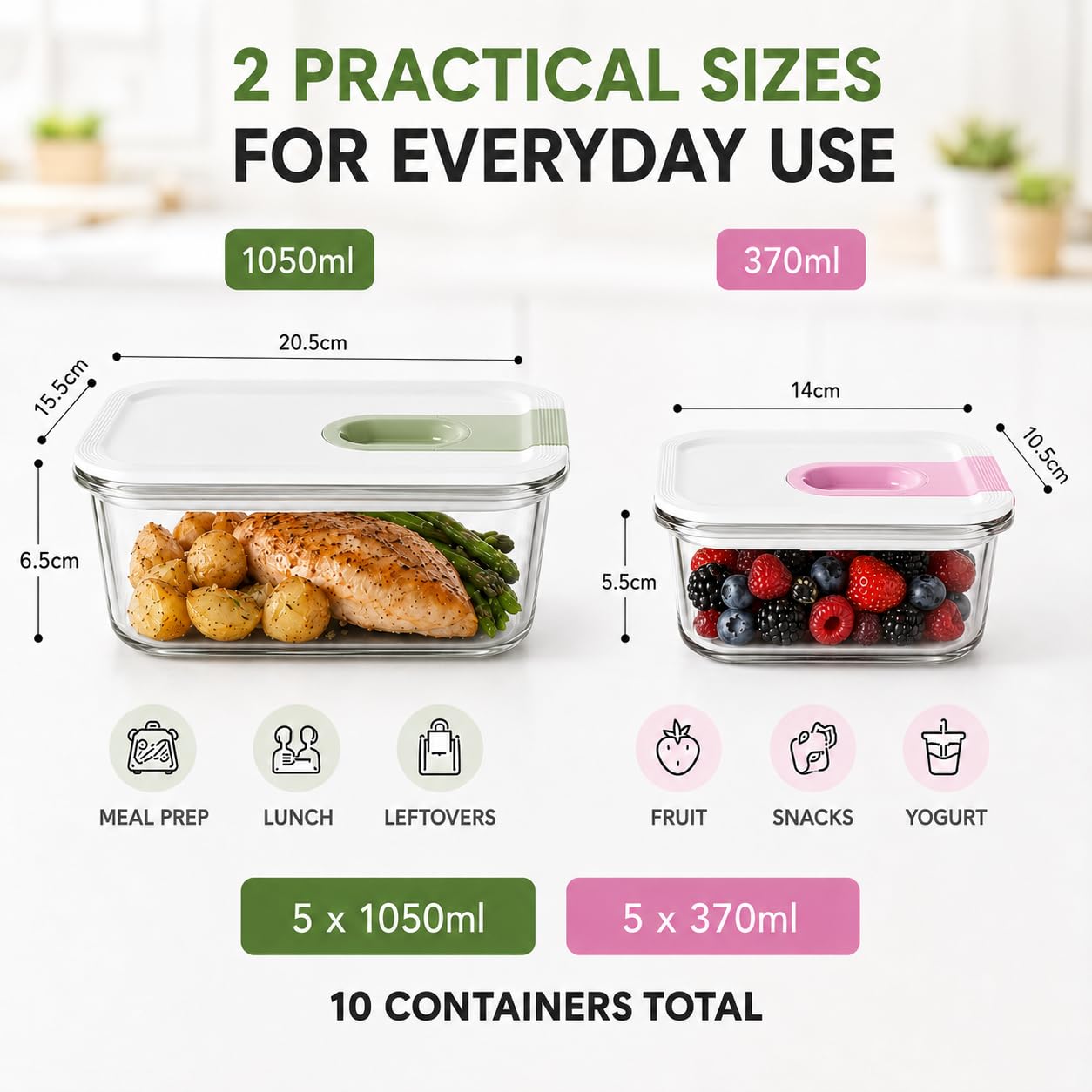 GENICOOK Recipientes de cristal