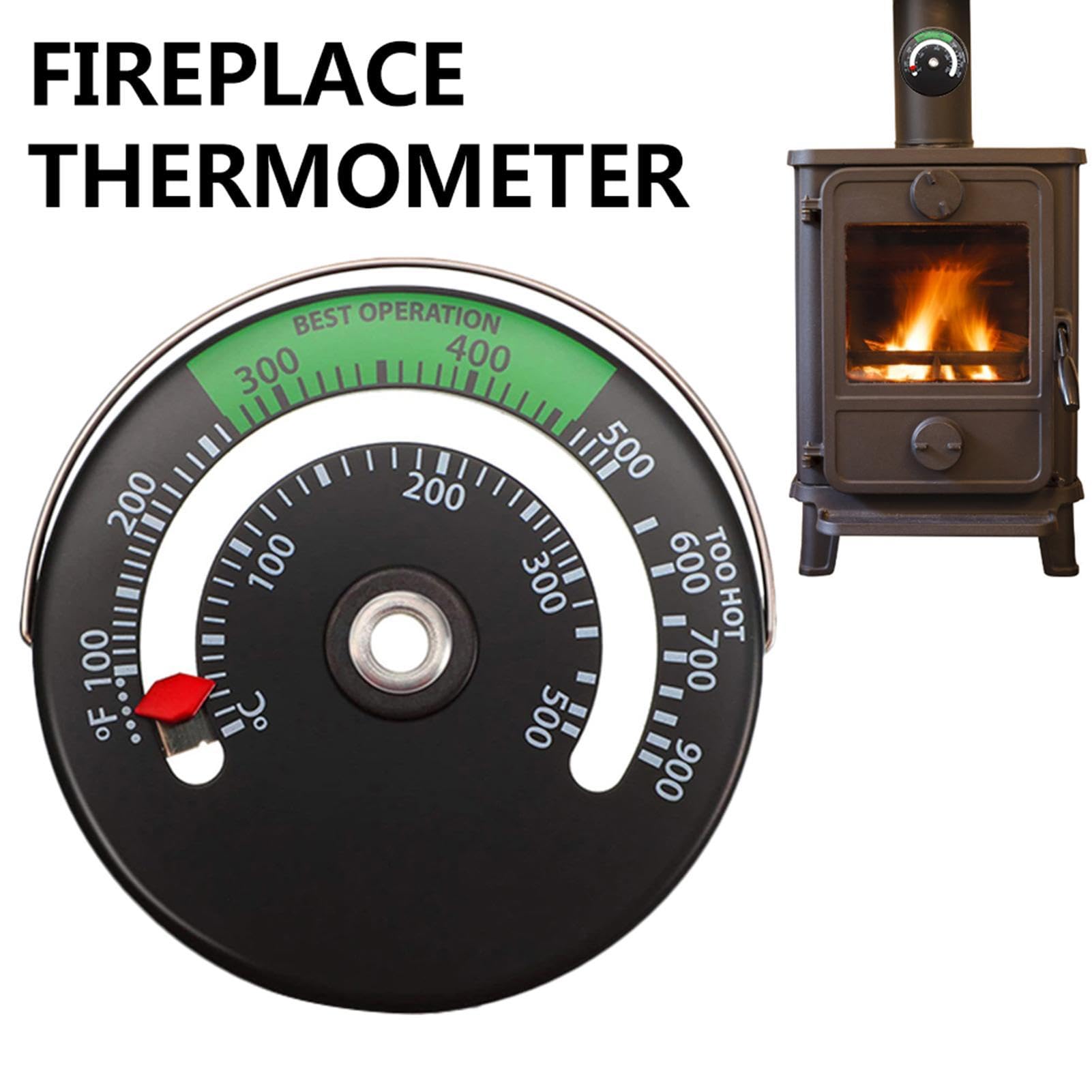 Thermomètre Magnétique Pour Conduit De Poêle à Bois - Plage 0-500°C - Cadran Aluminium - Protection Surchauffe - 6