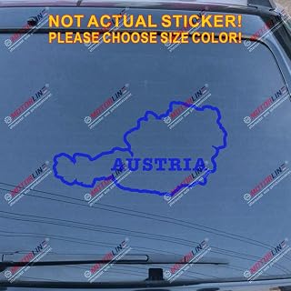 Austria Map Outline Decal Sticker Austrian Car Vinyl no bkgrd Pick Size a (Blue, 6''(15.2cm))