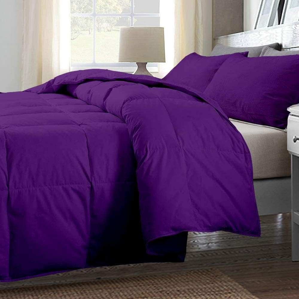 Luxurious 1000 Thread Count Full Size 1 Piece Comforter (500GSM Microfiber Fill) 100% Egyptian Cotton Purple Solid - (88"X88")