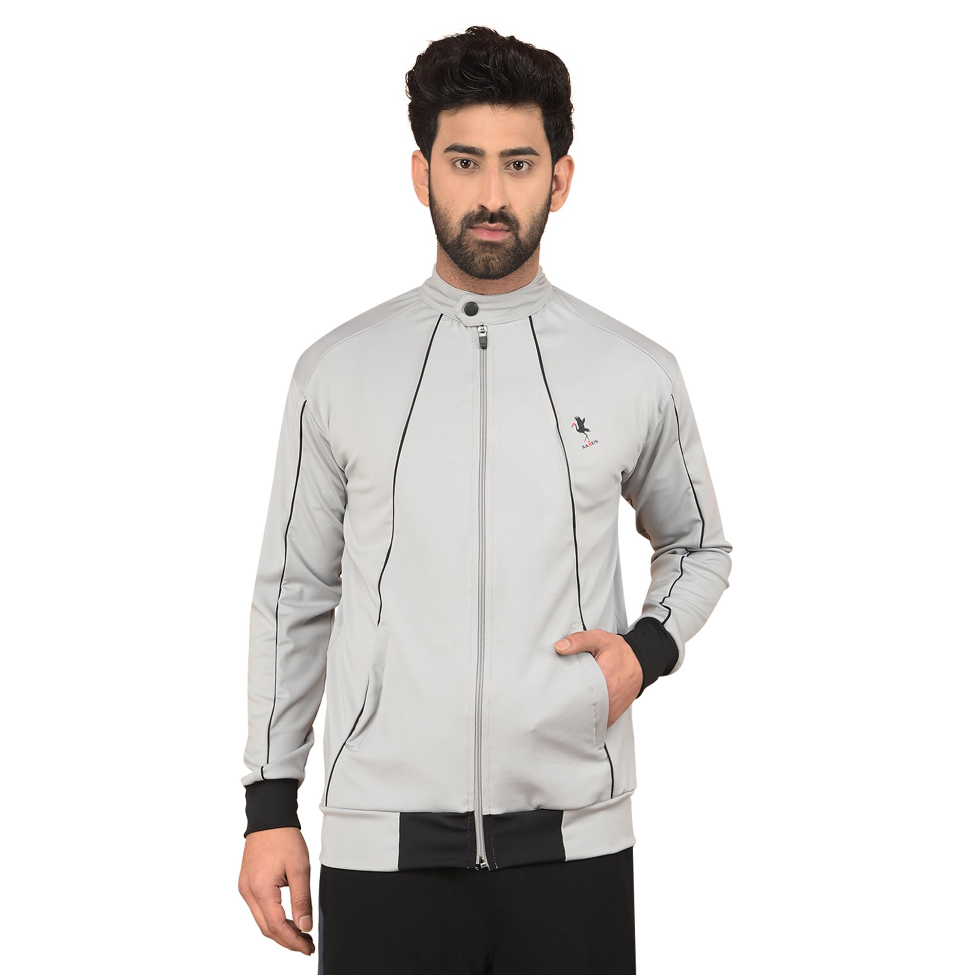 Men's Track Jacket with Trim | Lightweight Full Zip Sports Jacket | 4-Way Stretch Polyester Fabric | Regular Fit Athletic & Casual Jacket for Gym, Running, Travel & Everyday-picture-21