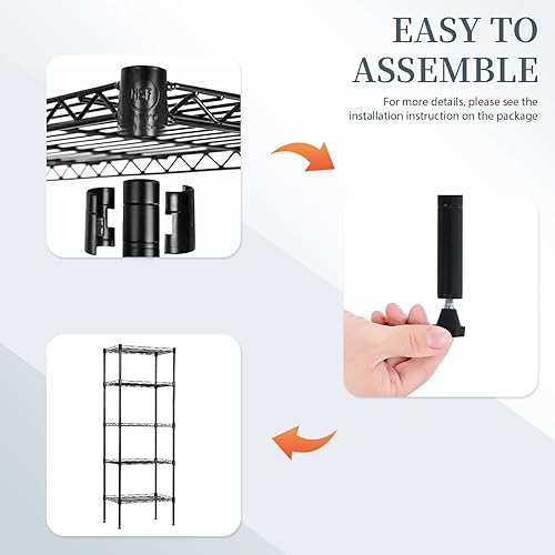 Miniatura 6 de BestOffice Estantes de almacenamiento de 5 estantes, estantería ajustable, estantes de metal, 11.8 pulgadas de profundidad x 16.7 pulgadas de ancho