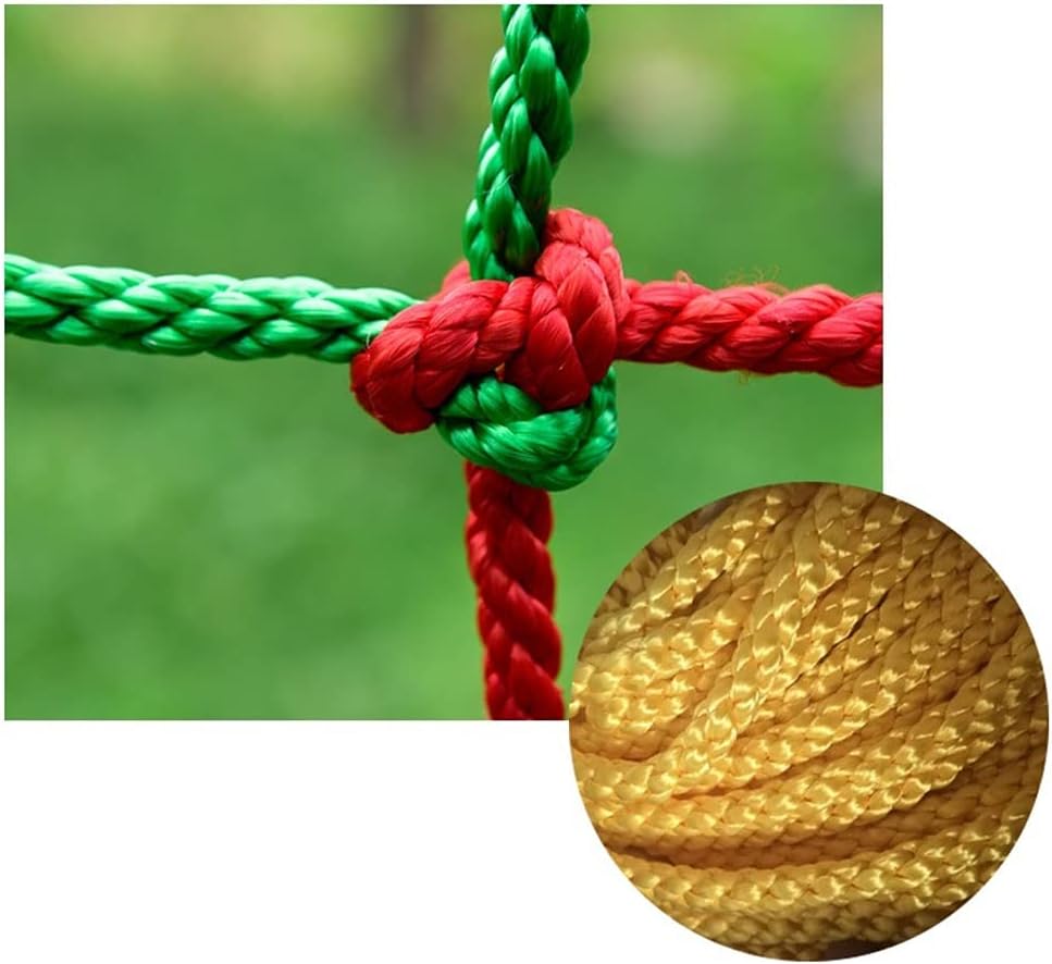 Colorful Rope Netting Heavy Duty Rock Climbing Net Climb Netting Playground Kids Rope Mesh Outdoor Ladder Swingset Cargo Wall Safety Nets Climbing(12X12cm,2X2m/6.6X6.6ft)