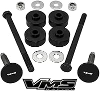 Vista 1 de VMS RACING Kit de bajada trasera de acero inoxidable delantero y articulado, tornillos y bujes compatibles con Chevy Chevrolet Corvette C5 97-04
