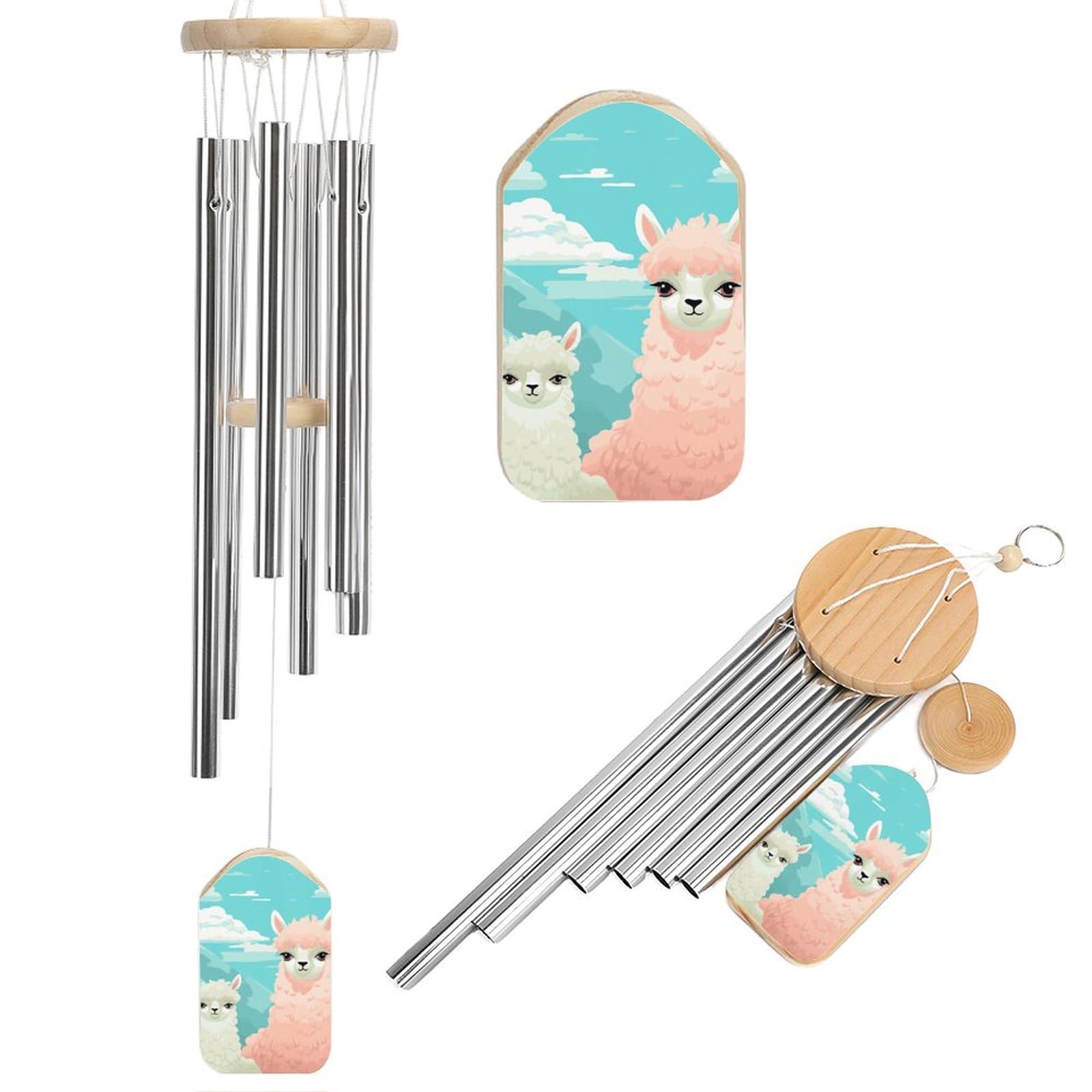 Lovely Alpaca Wind Chimes for Outside, Memorial Wind Chime Women Men Sympathy Gifts, for Garden, Patio Room,Patio,Yard Decoration