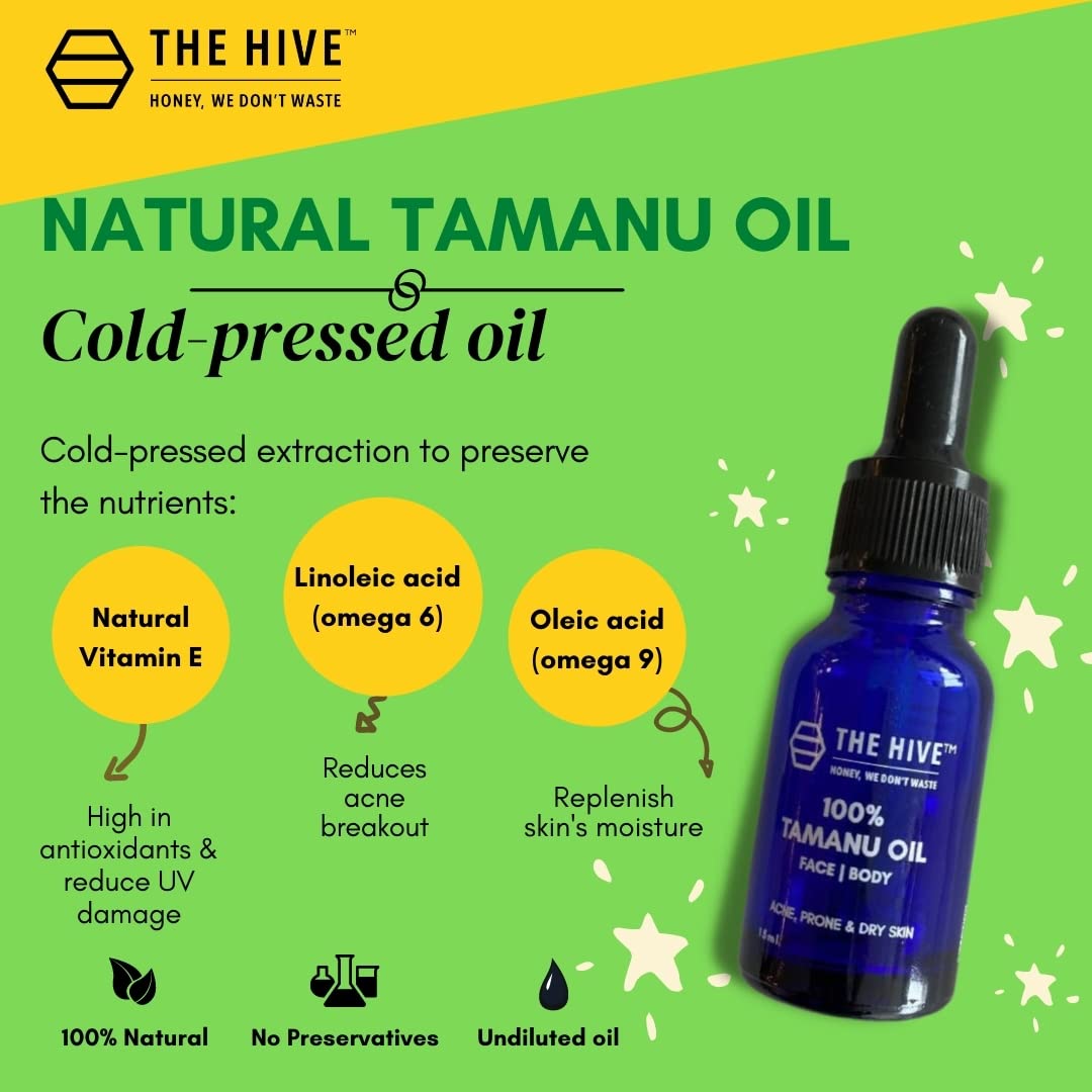 Buy The Hive Organic Tamanu Oil For Face With Gua Sha 100 Pure Cold Pressed All Natural Facial Moisturizer Treatment Highly Nourishing Soothing For Skin Neck Body Online