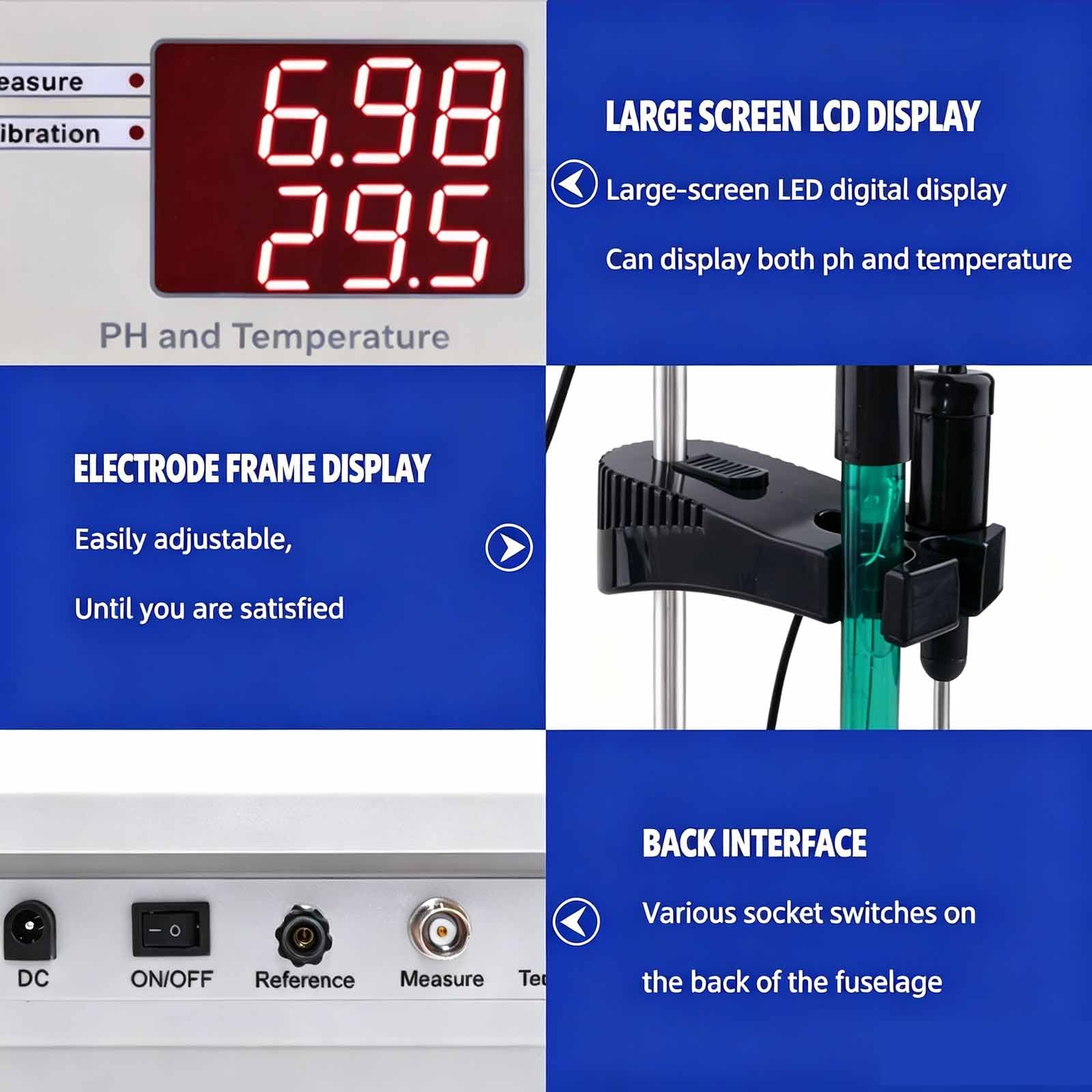 Medidor De Ph Digital De Sobremesa, Analizador De Calidad Del Agua De Alta Precisión, Compensación Automática De Temperatura, Autocalibración De 2 Puntos Y Pantalla Led