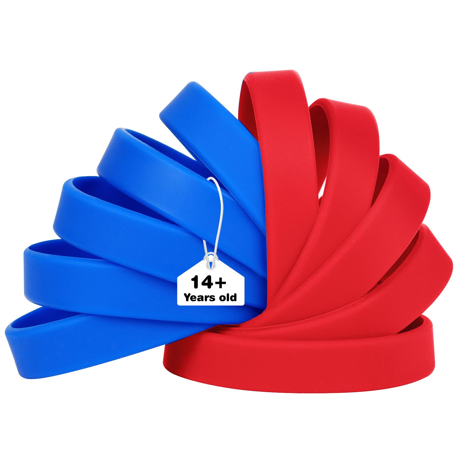 LVNRIDS 50 PCS Silicone Wristbands Rubber Bracelets for Adult Red/Blue, 8 inch Multicolor Silicone Wrist Bands for Business School Activity Party Music Festival