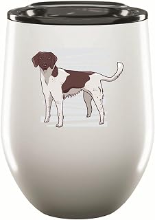 Brown Dog Gift for Pet Lovers Spotted Dog on Stripy Background 12oz Wine Tumbler Cup
