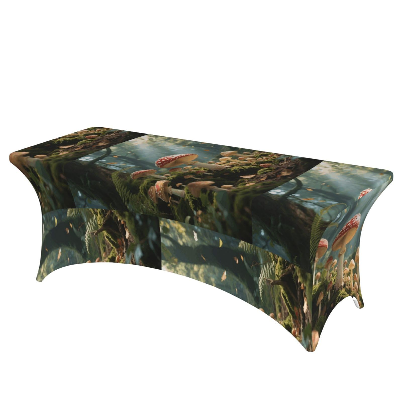 LMNGH Mushroom Print Decorative Tablecloth Protector for Wedding, Banquet & Parties6FT Spandex Rectangle Tablecloths, Stretch Washable Table Cloth Wrinkle Free Patio Table Cover