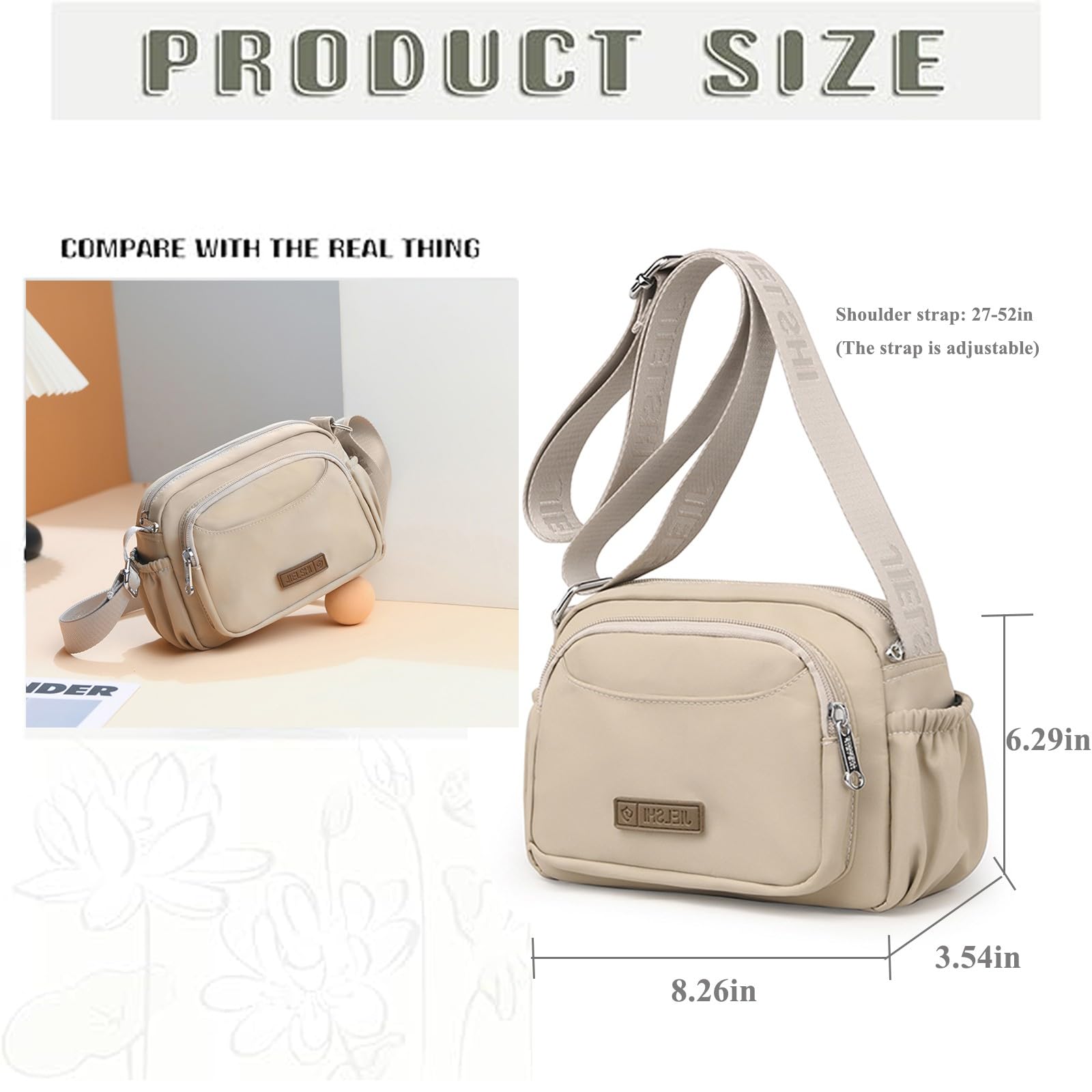 KARRESLY Crossbody Bags for Women Nylon Waterproof Shoulder Handbags Messenger Purses with Multiple Pockets(Black)