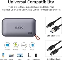 Vista 4 de SSK Unidades de estado sólido externas SSD portátiles de 2 TB, hasta 1050 MB/s USB C SSD Disco duro externo USB 3.2 Gen2 para iPhone 15/Pro