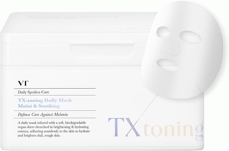 TX Toning Daily Mask 30 Sheets | Tranexamic Acid, Niacinamide, Glutathione for Acne Scars, Dark Spots, Sun Spots, Hydrating & Glowing Facial Mask