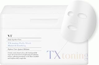 TX Toning Daily Mask 30 Sheets | Tranexamic Acid, Niacinamide, Glutathione for Acne Scars, Dark Spots, Sun Spots, Hydrating & Glowing Facial Mask